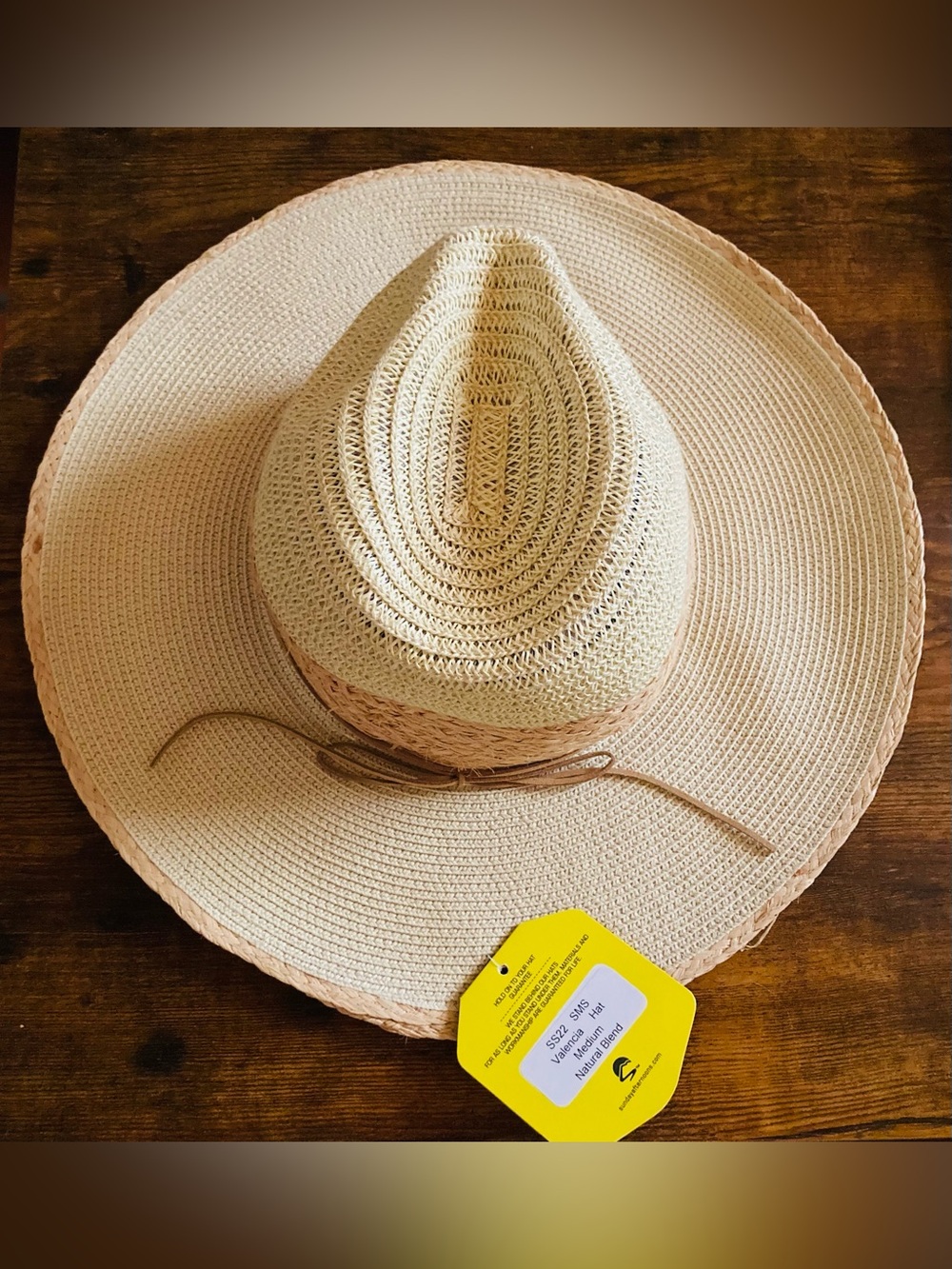 NWT Sunday Afternoons Valencia Wide Brim Straw Sun Hat with Trim in Natural